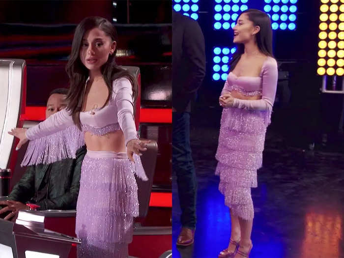 Grande rocked another sequined, fringed ensemble for the first battle round.