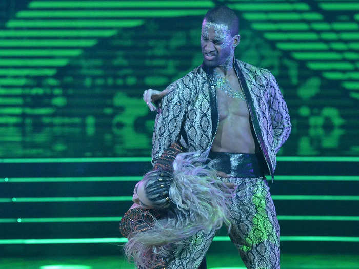 Matt James and Lindsay Arnold performed a paso doble inspired by "The Jungle Book" and scored 31 out of 40, consisting of his first 8s from the judges.