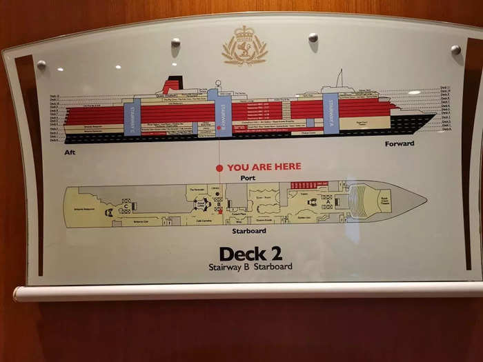 The ship has 12 decks, and luckily there were maps around to help me find my way.