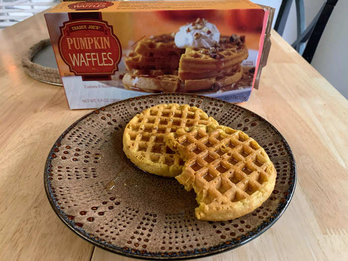 The frozen pumpkin waffles are one of my favorite fall products because of their flavor and subtlety.