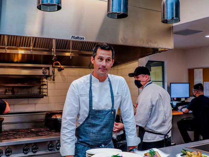 Executive Chef Greg Frey Jr. is tasked with crafting meals at the spa and upends the traditional notion of "spa food" with his creations. Meals are nutritional yet incredibly filling so guests are encouraged to find unhealthy food elsewhere.