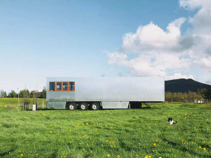 The semi-trailer hotel rooms have the same nostalgic appearance of a "silver bullet" Airstream trailer with an interior layout that mimics the functionality of a camper van, according to its maker.