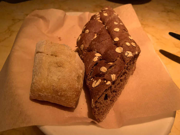 Next up, the waitress brought over two types of bread.