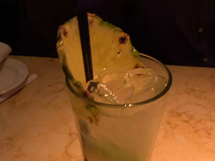 We started with drinks, a pineapple Moscow mule. It came with a generous slice of pineapple, which I loved.