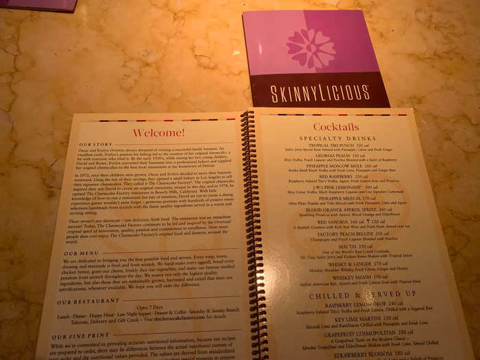 The menu is absolutely gigantic and starts with a full-page introduction to the chain.