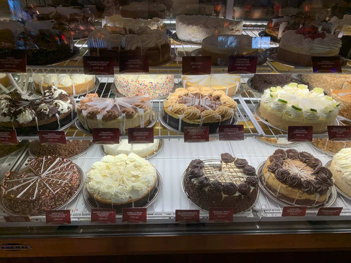 A glass display case shows off some of the many, many varieties the restaurant has.