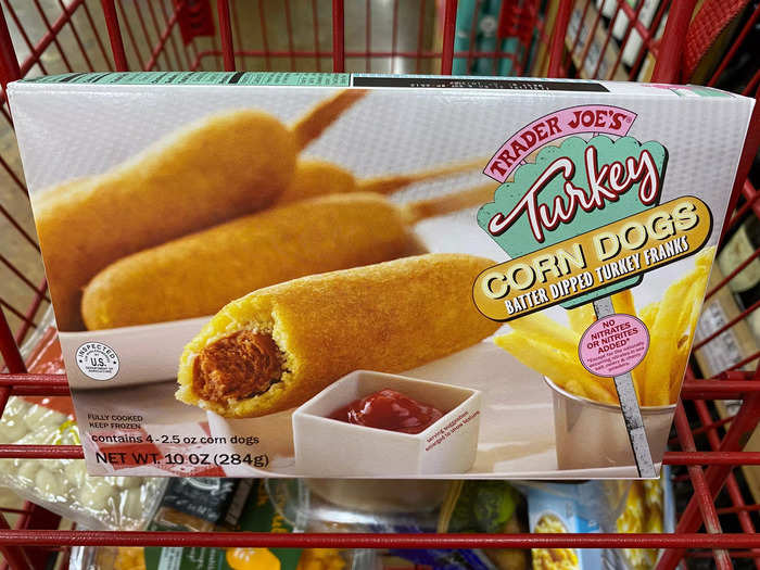 These turkey corn dogs are a quick lunch for adults and kids.