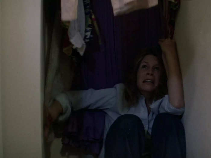 In 1978, Laurie hid in a similar closet while Michael tried to break the slats to stab her.