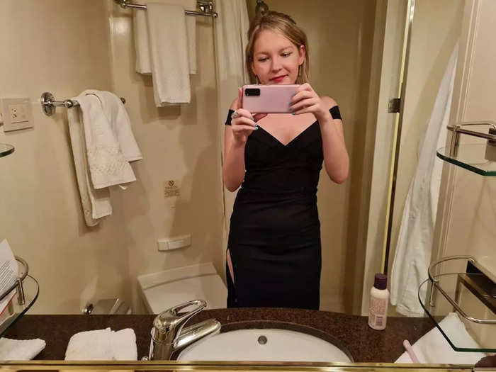 This mirror selfie, taken before the ship