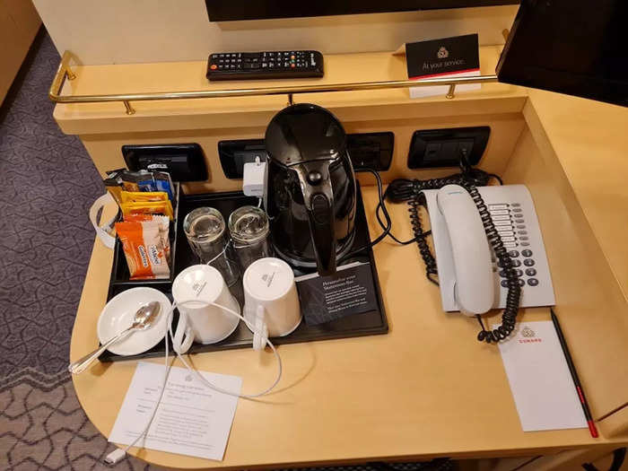 As a tea lover, I was excited that the room had a kettle, tea bags, and milk.