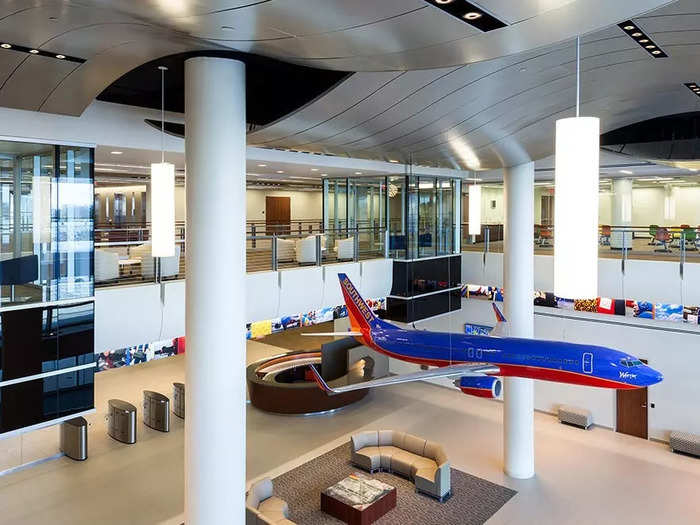 Also in the TOPS building, which was designed by BOKA Powell, is a giant Southwest model aircraft in the lobby...