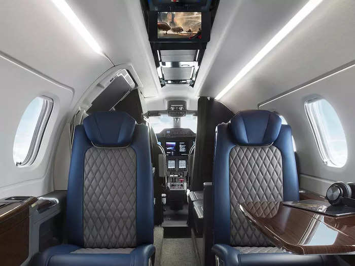 One of the tradeoffs of a light jet is the ability to stand up in the cabin and the Phenom 300E is no different. A four-foot and 11-inch tall cabin is offered on the aircraft.