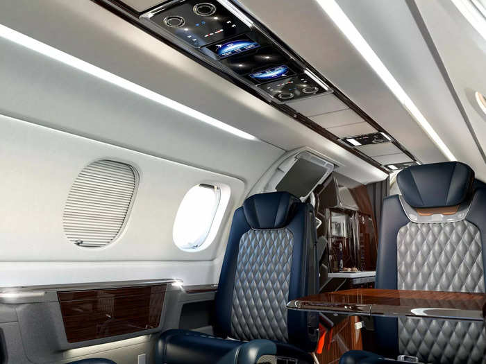 The standard configuration for a Phenom 300E includes six club seats and a two-person divan. But in a high-density configuration with only one pilot, as many as nine passengers can fly on the aircraft.