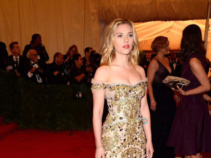At the 2012 Met Gala, Johansson wore this jaw-dropping gown with crystals and a tulle train.