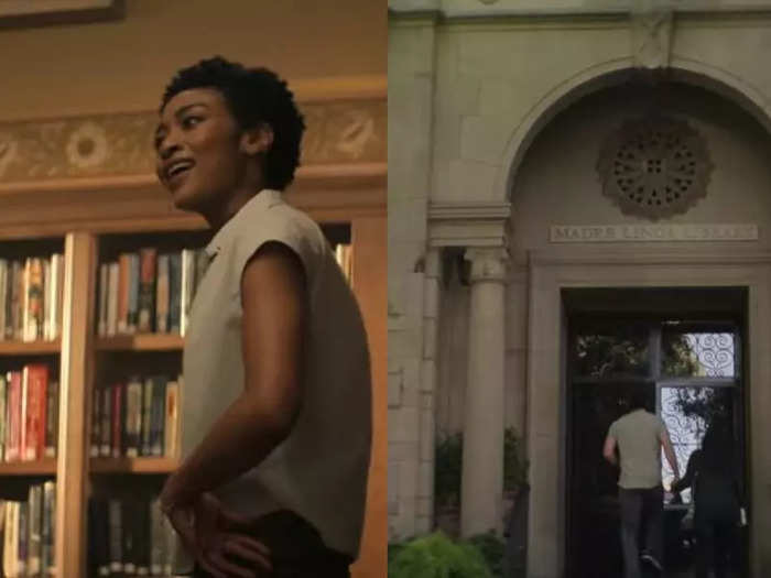 The library scenes were filmed on a set, but a real library was used for exterior shots.