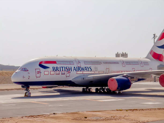 The iconic red, white, and blue A380s sat in storage around Europe and as far as the Middle East. In Doha, Qatar, for example, three British Airways A380s sat idle on a taxiway at Hamad International Airport.