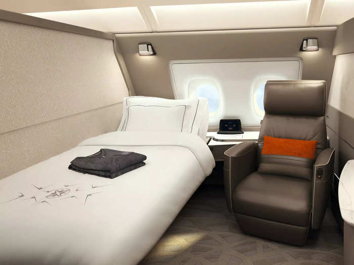 Singapore Airlines uses its A380s to offer a premium experience in the sky, unlike anything its smaller planes could offer. Suites are offered in first class, for example, and two can be combined to form a "double suite" with a bed for two.