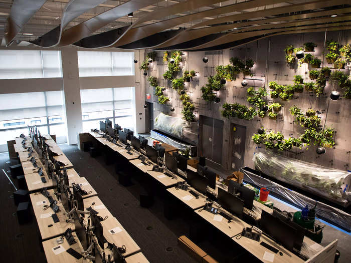 Each trading desk has been outfitted with state-of-the-art equipment. And, yes, the plants are real.