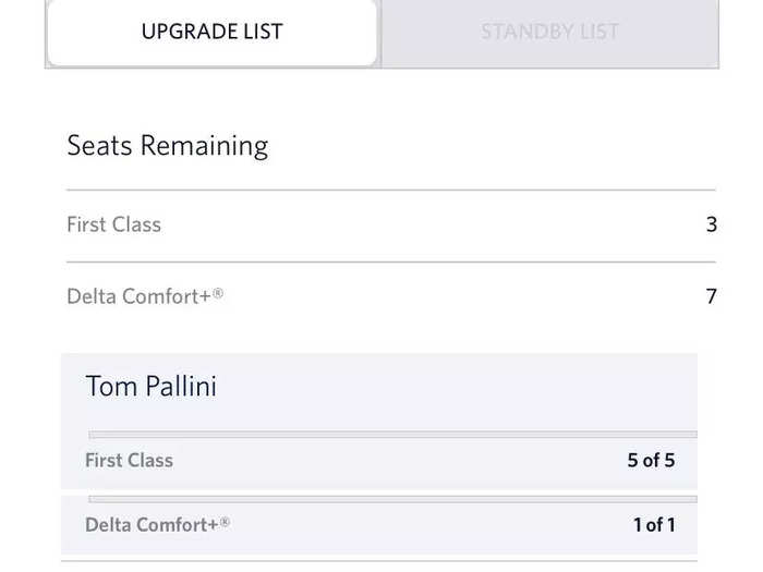 My chances of securing an upgrade seemed great but then the number of open seats started to dwindle as the flight