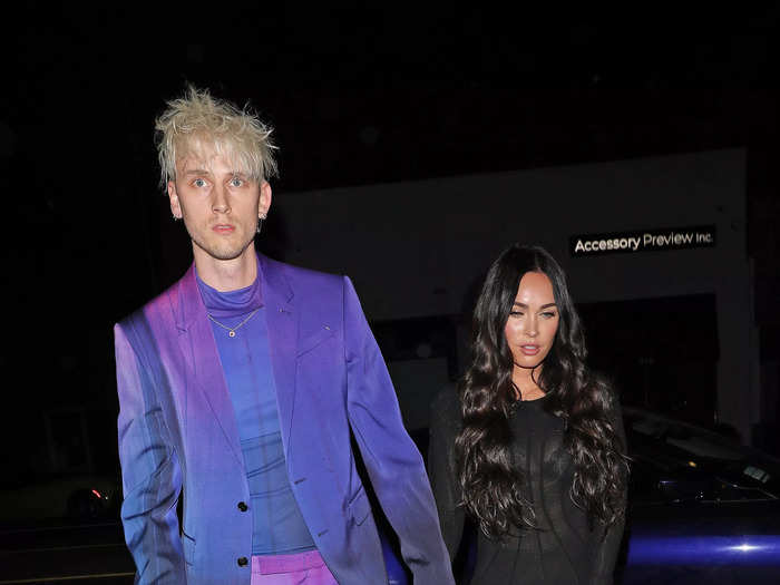 In April, Megan Fox stunned in a sheer little black dress, while Machine Gun Kelly wore an ombré purple look.