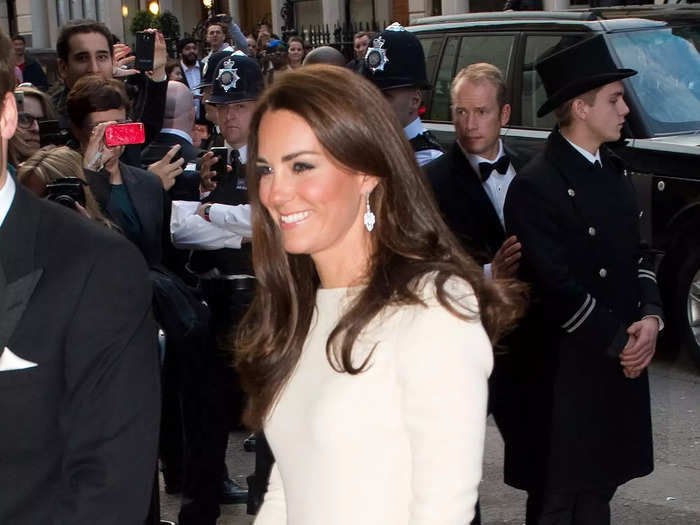 Middleton wore a jaw-dropping cream Roland Mouret dress to attend a dinner hosted by The Thirty Club in 2012.