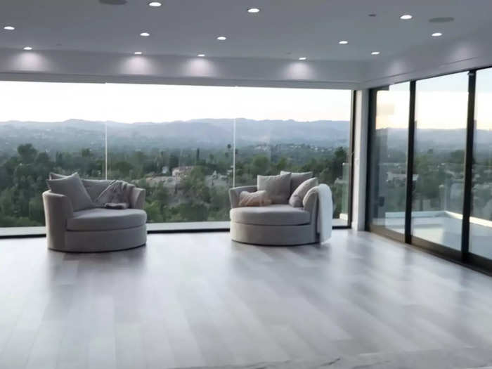 The master bedroom offers a 360-degree view of Los Angeles, which they showed off in the tour.