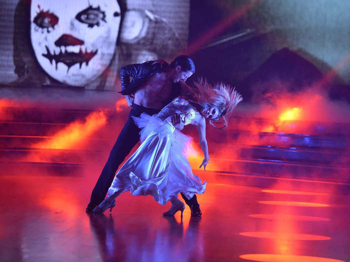 SAFE: Oliva Jade and Val Chmerkovskiy might have been in the bottom two for "Grease" night but they once again delivered a solid performance - a "Purge"-inspired paso doble to "Beggin" - and scored 36 out of 40.