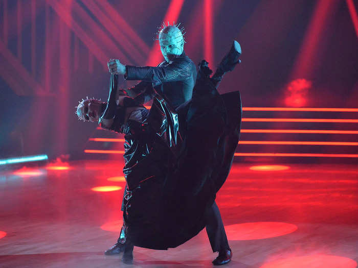 SAFE: The Miz scored 34 out of 40 for his paso doble to "Wicked Games" with partner Witney Carson. The two wore outfits inspired by the 1987 movie "Hellraiser."