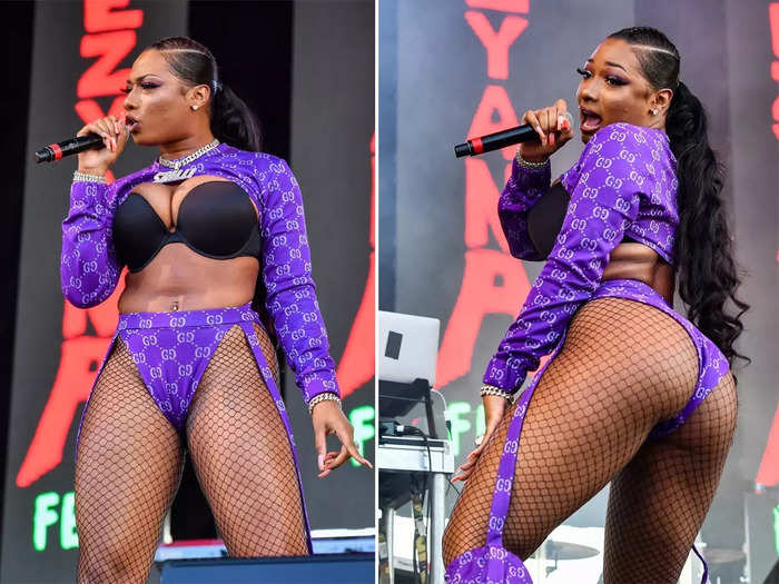 The rapper wore a set that exposed her bra at Lil Weezyana 2019.