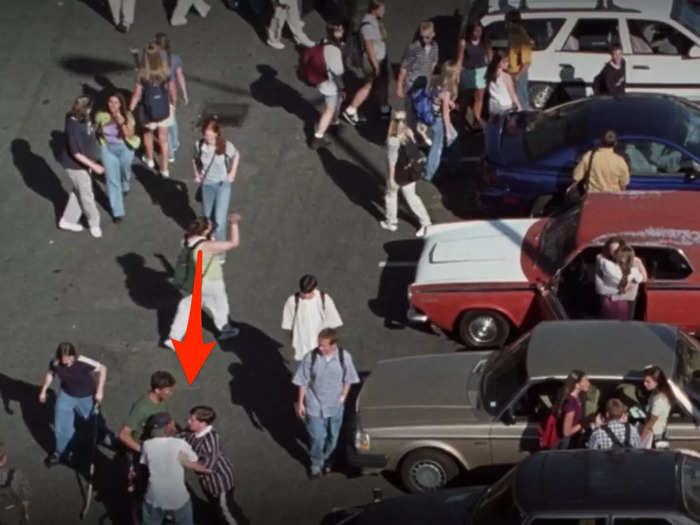 During the end credits, as the camera zooms out from Patrick and Kat, you can spot two kids getting into a fight in the parking lot.