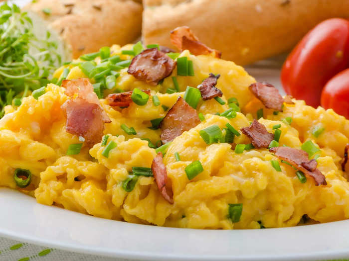 Enjoy jajecznica, Polish eggs with sausage.