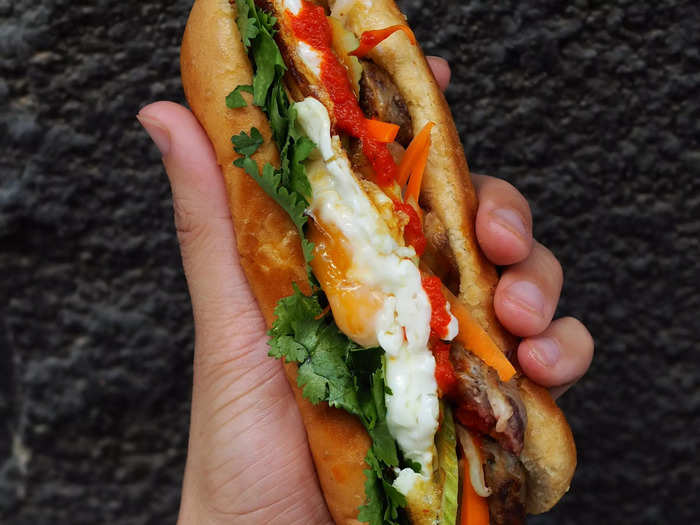 Bánh mì ốp la is a breakfast staple in Vietnam.