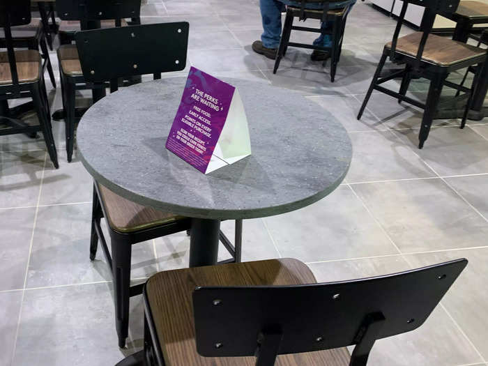 Inside, each table had an advertisement for Taco Bell