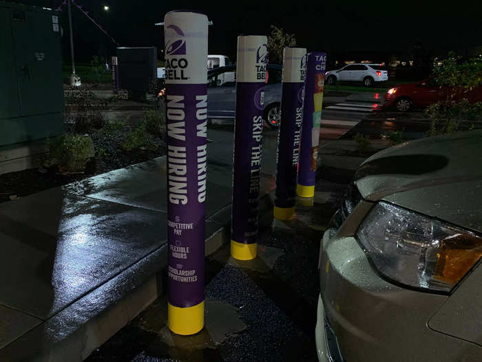 Remaining parking spots were used to advertise Taco Bell