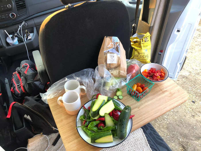 A fold-out table behind the passenger seat also proved extremely helpful for cooking.