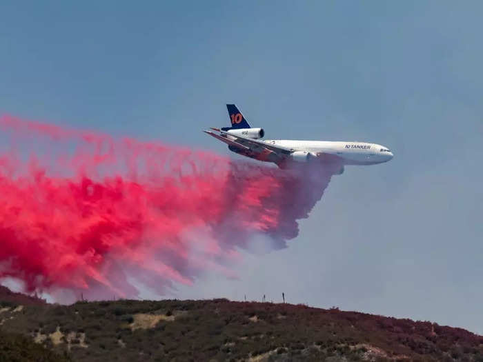 Gould told Insider that the plane can also fly downhill, so it can drop retardant on the sides of mountains where no other plane can get to, making the DC-10 extremely versatile and within reliable safety margins.