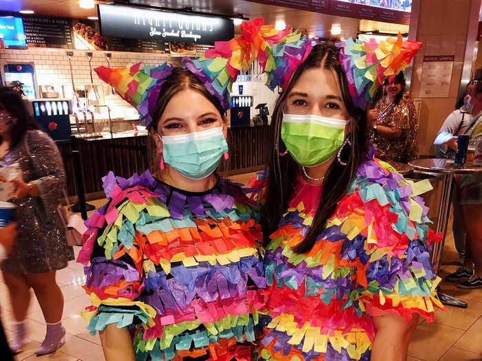 Abi and Bailey, both 25, crafted their matching piñata costumes from scratch.