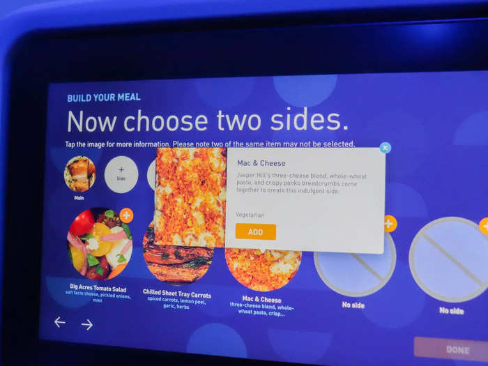 So, airlines are changing the expectation of meals onboard and have taken several routes to make that happen. For example, JetBlue introduced "Dig" dishes on its transatlantic routes for the economy cabin, which allow passengers to build their own meal right from their seatback screens.