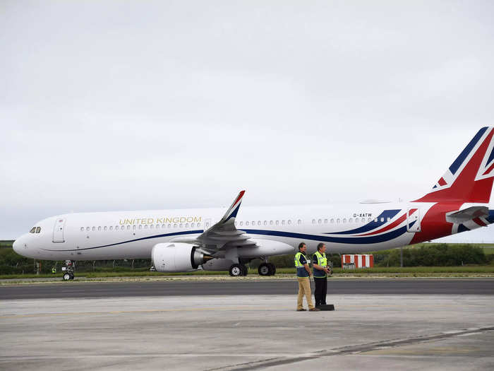 An Airbus A321 was used instead of the normal Airbus A330, favored for UK government VIP journeys, as the aircraft is undergoing servicing.