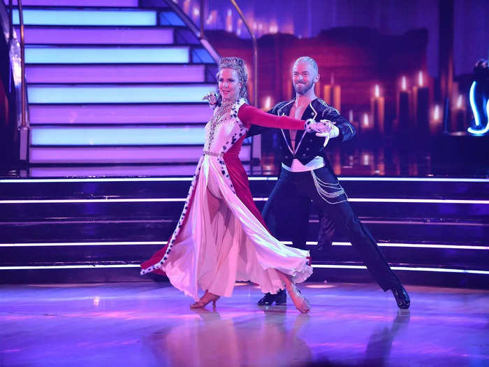 SAFE: Melora Hardin scored 36 out of 40 for her foxtrot to "Killer Queen" with partner Artem Chigvintsev, and another two points in the relay round, totaling 38 for the night.