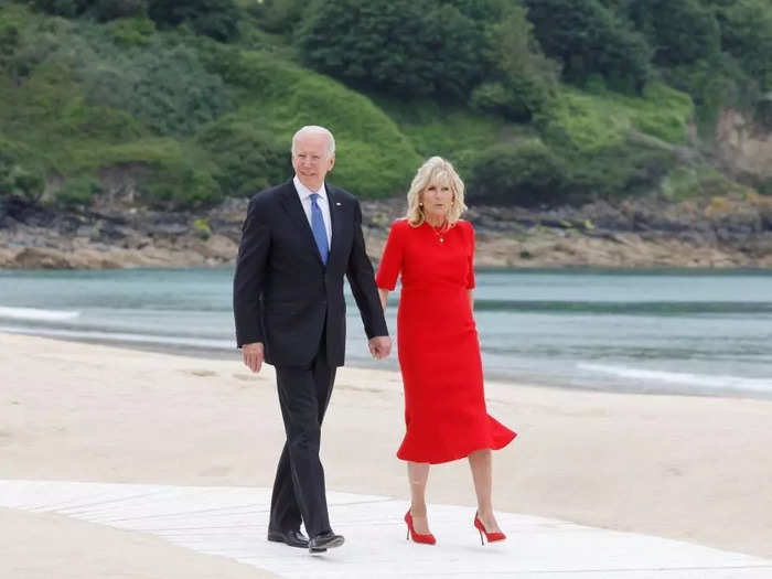 She wore it again, this time with red heels, while visiting the UK for the G7 summit.