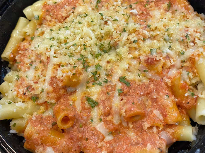 Next up was the five cheese ziti al forno, which contains 1,220 calories and costs $16.99.