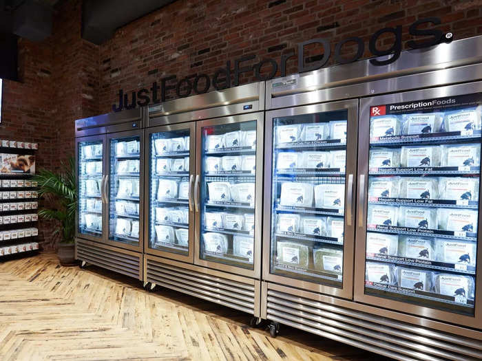 A "nutrition station" takes up one side of the store, with food and treats designed to target specific nutritional needs, plus supplements.