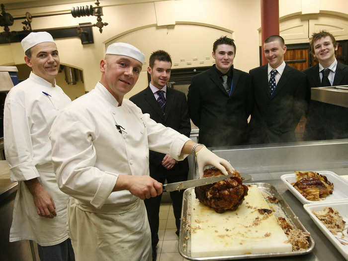 The grand carver ensures the Queen never has to cut her own meat.