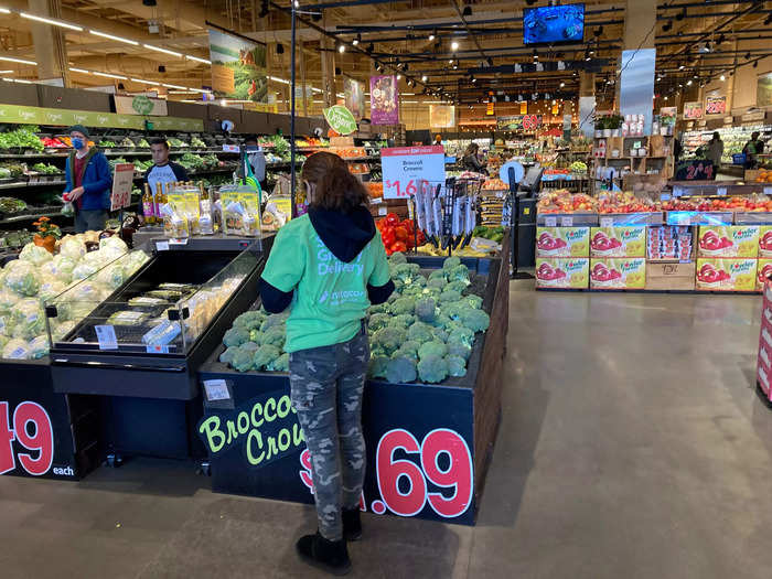 I noticed a sizable number of Instacart shoppers picking up items for users of the grocery delivery app.