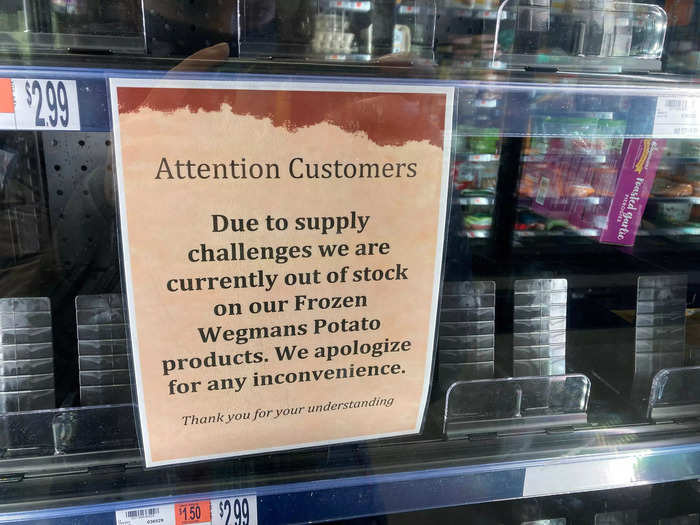 The supply chain crisis appears to have hit the shelves of Wegmans.