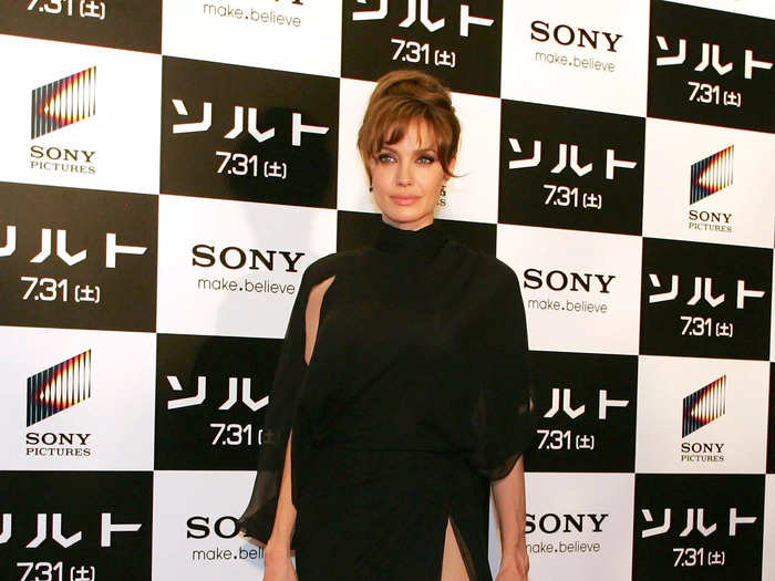 The slit in her dress at the Japanese premiere of "Salt" in July 2010 was just as daring.