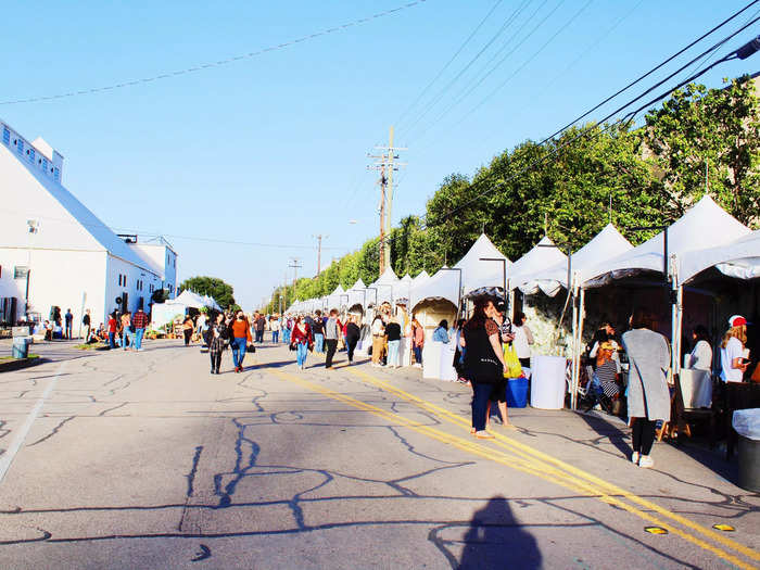 Leading up the main entrance to the Silos were rows of vendors in small white tents.