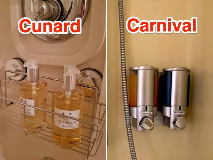 Cunard provided royalty-approved shampoos and soaps, while Carnival