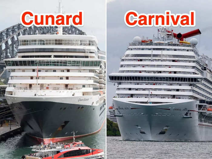 Although the Carnival Corporation owns both Cunard in the UK and Carnival Cruise Lines in the US, our reporters found that they couldn